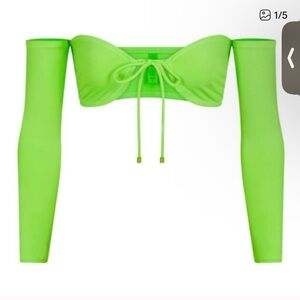 Skims Swim Long Sleeve Bikini Top - Neon Green Size XL NWOT
